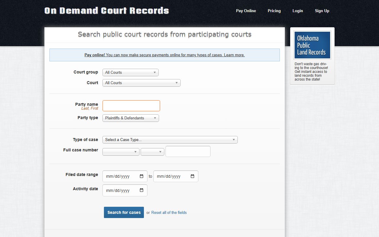 Beaver County court records after jail arrest ODCR search fields